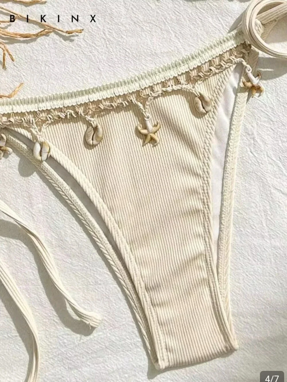 Beachy Shell Themed Cream String Bikini